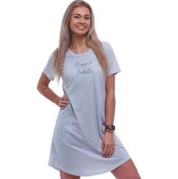 Dámská noční košile Šedá jemně pruhovaná noční košilka s krátkými rukávy pro ženy či dívky 1C3957 šedá xl