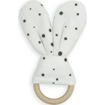 Hračka pro nejmenší Šuštivá ouška na hraní z mušelínu bílá s hnědým puntíkem