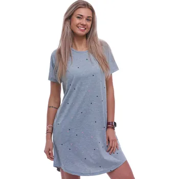 Dámské noční prádlo Šedá noční košilka s krátkými rukávy pro ženy či dívky s hvězdičkami 1C3969 šedá m