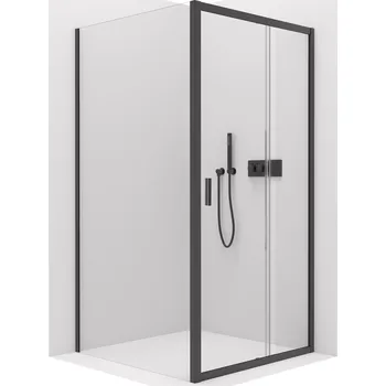 CERANO - Sprchový kout Varone LINE L/P - 6 mm - černá matná, transparentní sklo - 130x90x195 cm - posuvný