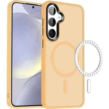 Pouzdro na mobilní telefon Prémiový pevný barevný kryt s MagSafe pro Samsung Galaxy S25+ Barva: Oranžová