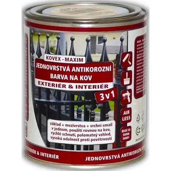 barva na kov ColorCity KOVEX MAXIM 3v1 JEDNOVRSTVÁ ANTIKOROZNÍ BARVA NA KOV Barva: modrá návěstní 4550, Balení: 0,7 l