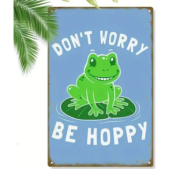 Plechová cedule BAF Kovová cedule DON´T WORRY BE HOPPY 30 x 20 cm