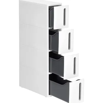 Servírovací stolek SONGMICS Pojízdný úzký regál 4 zásuvky 17 x 84 cm bílá šedá