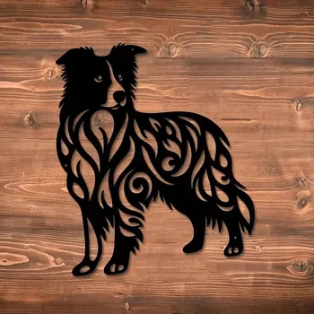 Obraz BAF Kovová nástěnná dekorace Border Kolie 34 x 40 cm