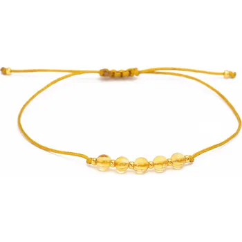 Náramek Sadré Citrín náramek na zlato hnědé šňůrce