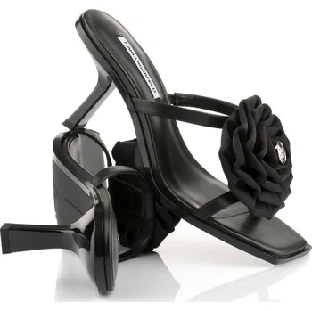 Dámské sandále SANDÁLE KARL LAGERFELD KARMEL FLORA SLIDE BLACK LTHR