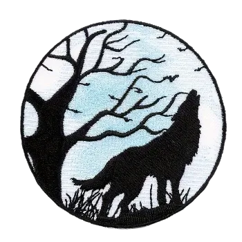 Nášivka Nažehlovací nášivka - vyjící vlk I (prům. 7,5 cm)