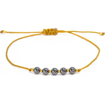 Náramek Sadré Hematit náramek na zlato hnědé šňůrce