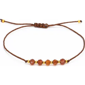 Náramek Sadré Granát spessartin náramek na hnědé šňůrce