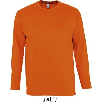 Pánské tričko Sol's Monarch - Men's Round Collar Long Sleeve T-shirt, oranžová (Orange)