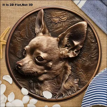 Plechová cedule BAF Kulatá kovová cedule Čivava. Průměr 20 cm