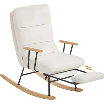 Křeslo SONGMICS Houpací křeslo s výsuvnou podnožkou bílá