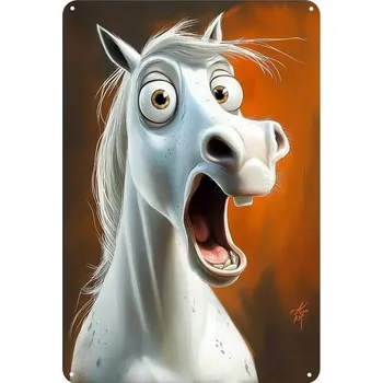 Plechová cedule BAF Plechová cedule Kůň překvapený 30 x 20 cm