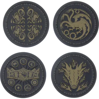 Sklenice Kovové tácky pod sklenice House Of The Draon|Rod draka: Symboly set 4 kusů