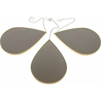 Zrcadlo Nástěnné zrcadlo, sada 3 ks, 27 x 1 x 19 cm, zlatá