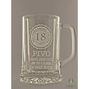 Sklenice Pískovaný půllitr s uchem - 18 let Pivo není jen pití, je to láska na celý život