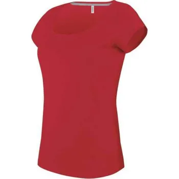 Dámské tričko Kariban Ladies’ Boat Neck Short-sleeved T-shirt, červená (Cherry Red)