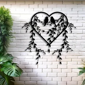 Obraz BAF Nástěnná kovová nádherná dekorace Srdce s ratolestí 40 x 39,2 cm