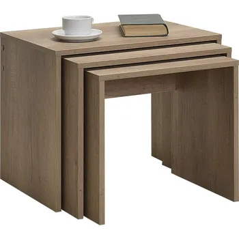 Konferenční stolek Odkládací stolek SHP Light Walnut, 3 ks, světle hnědá