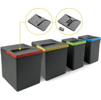 Odpadkový koš Emuca Odpadkový koš do zásuvky FOX FRESH 2x15L + 2x7L / Antracit