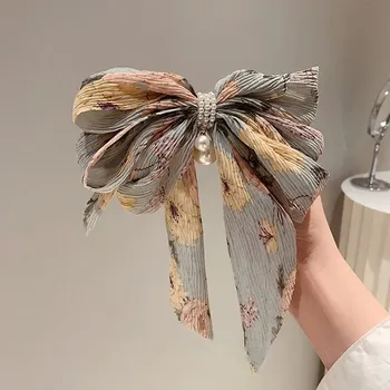 Červená mašlička do vlasů s dlouhou stuhou pro ženy | spona do vlasů - 16