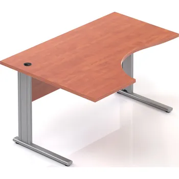 Psací stůl NABYTEK-DESIGNOVY.CZ BPR19 03 - Kancelářský stůl rohový levý Komfort, kovová podnož, 140x70/100x76 cm