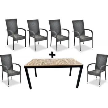 Zahradní sestava Casarredo Zahradní set 1+6P MATHO/PAR akacie/černá