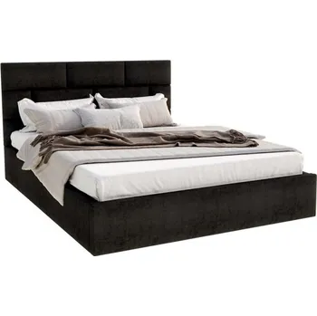 Postel Čalouněná postel PASADENA 160x200 s kovovým roštem ČERNÁ