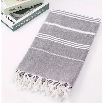 Ručník Velký rychleschnoucí bavlněný plážový ručník | cestovní osuška - Tmavě šedá