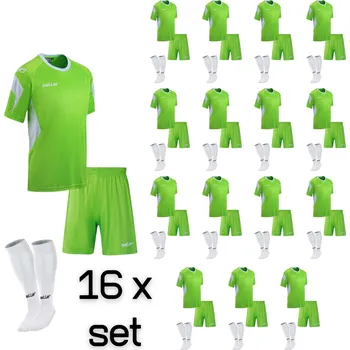 Saller SEVILLA Set 16 kompletů BARVA: 206 neon zelená-bílá, Velikost: XXL -Výhodná sada pro mládežnické týmy