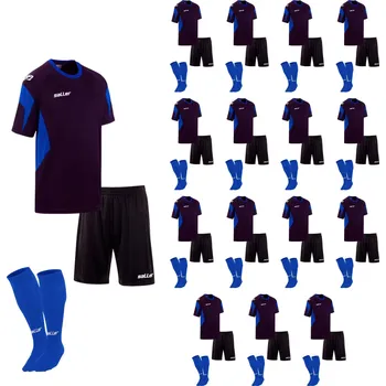 Saller SEVILLA Set 16 kompletů BARVA: 370 černá-modrá, Velikost: XS -Výhodná sada pro mládežnické týmy