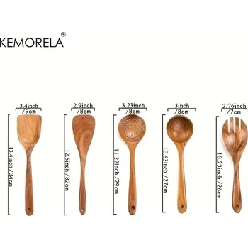 Pětidílná sada na vaření z teakového dřeva | kuchyňské náčiní, dřevěné příbory - 5KS-A