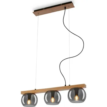 BRILONER Závěsné svítidlo, 120 cm, 3x E14, max. 10W, kouřová/dřevo - BRILONER BRI 4143034
