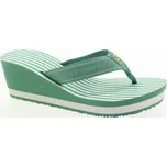 TOMMY HILFIGER Dámské zelené žabky na klínu FW0FW08521-L3H-855 Velikost 39