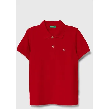 Dětská bavlněná polokošile United Colors of Benetton 3089G3008.P.NOS.9BYX červená 33X, vel. 90