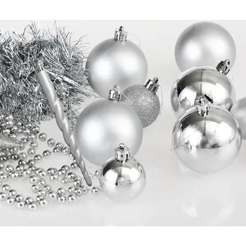 Vánoční dekorace Deuba® Sada vánočních ozdob 77 ks – stříbrná, různé velikosti