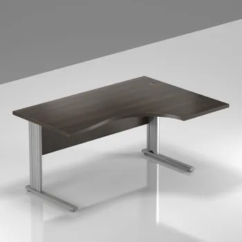 Psací stůl NABYTEK-DESIGNOVY.CZ BPR18 07 - Kancelářský stůl rohový pravý Komfort, kovová podnož, 140x70/100x76 cm