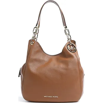 Michael Kors kožená kabelka Lillie black gold hnědá