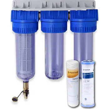 vodní filtr AQUA / Pentair TRIPLEX RAIN 10SL (10 mcr), třístupňový filtr s proplachem, připojení 3/4"