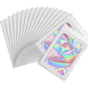 Obalový materiál Holografické uzavíratelné zip sáčky | plastové pytlíčky - BÍLÝ , 9 x 16 cm