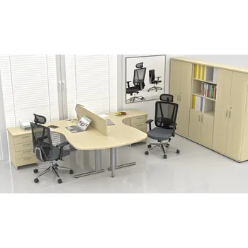 Kancelářská sestava NABYTEK-DESIGNOVY.CZ ZEP 2.12P 12 - Sestava kancelářského nábytku Komfort 2.12, javor