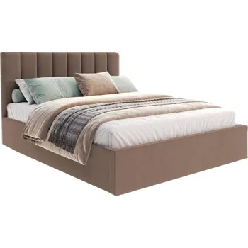 Postel Čalouněná postel JUSTIN 140x200 Hnědá Trinity s úložným prostorem kovový rošt