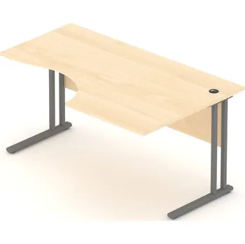 Psací stůl NABYTEK-DESIGNOVY.CZ BPR20 12 - Kancelářský stůl rohový pravý Komfort, kovová podnož, 160x70/100x76 cm