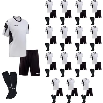 Saller SEVILLA Set 16 kompletů BARVA: 430 bílá-černá, Velikost: S -Výhodná sada pro mládežnické týmy