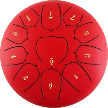 Brzdový buben Ocelový meditační buben s | ruční bubuen s paličkami pro jógu a relax | hudební nástroj, perkusní buben - Červený