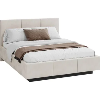 Postel Čalouněná postel AVEIRO 180x200 s kovovým zdvižným roštem KRÉMOVÁ