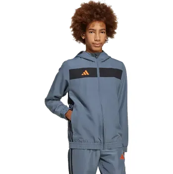 Chlapecká mikina Dětská savá mikina s kapucí Adidas Tiro 25 Essentials Woven tmavě šedá