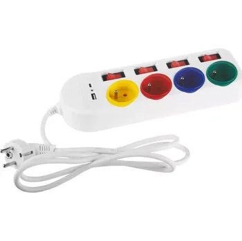 Prodlužovací kabel Prodlužovací kabel Maclean s USB A/C a individuálními vypínači
