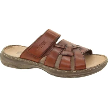 Pánská obuv RIEKER Pánské kožené hnědé pantofle 21473-24-257 Velikost 44